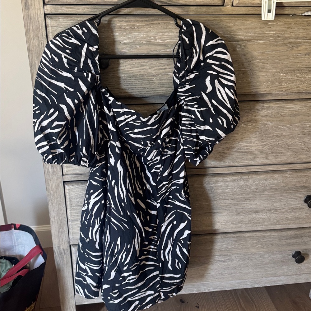 Blue Rain Monochrome Zebra Print Dress